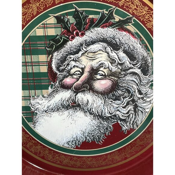 Vintage 12" Nobel Hall Santa Claus Tin Tray Christmas Holiday Old World Design - Picture 2 of 7